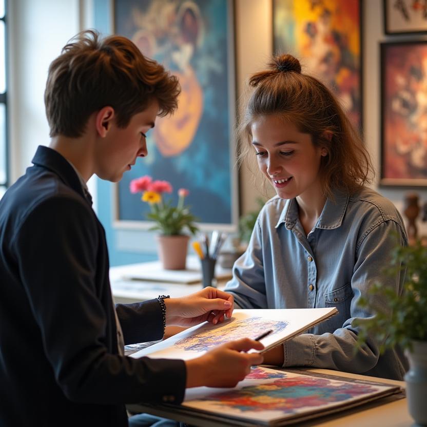 Portafolio artístico - mentoría creativa en club de arte con exposición estudiantil, fundamentos y retroalimentación